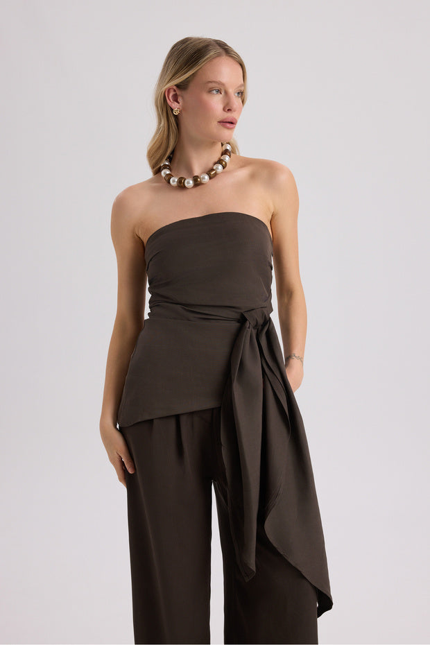 BOHEMAI Mila Brown Blouse Pants Set - 1