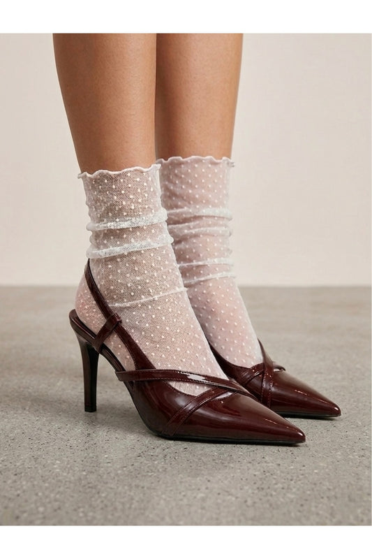 Small White Polka Dot Tulle Knee-High Socks