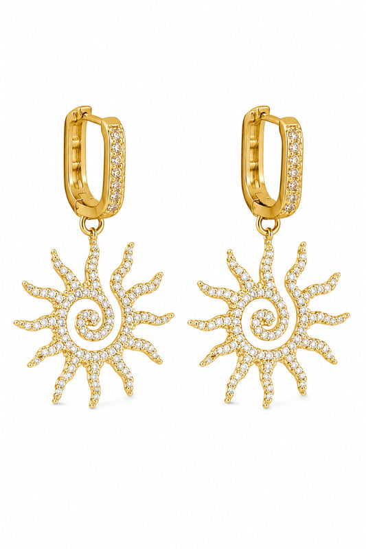 Jack Ferrero Women's Yellow Zircon Spiral Sun Hoop Earrings