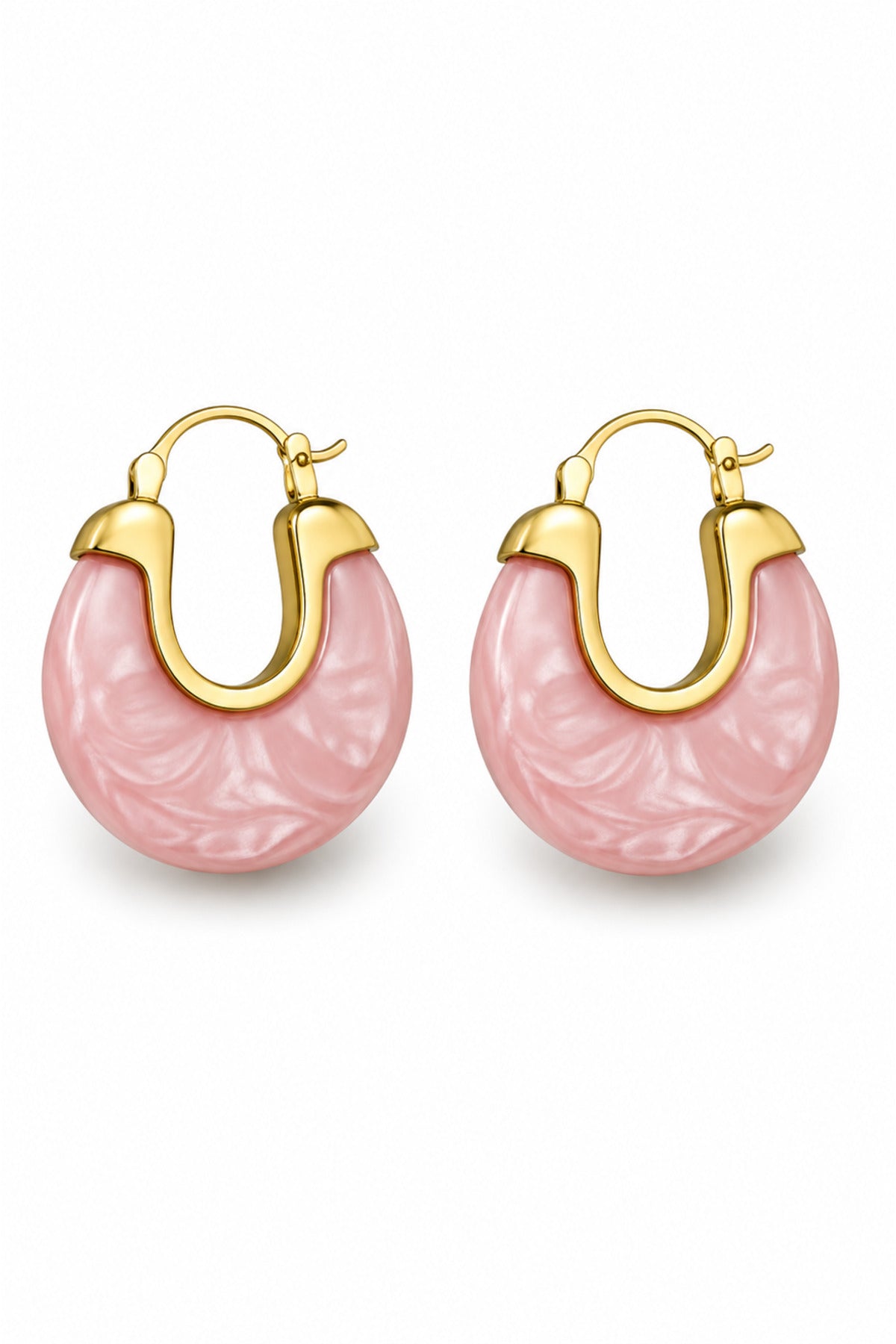 Jack Ferrero gold pink acrylic steel hoop earrings