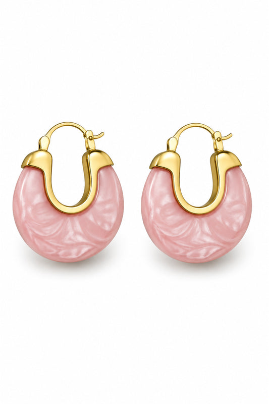Jack Ferrero gold pink acrylic steel hoop earrings