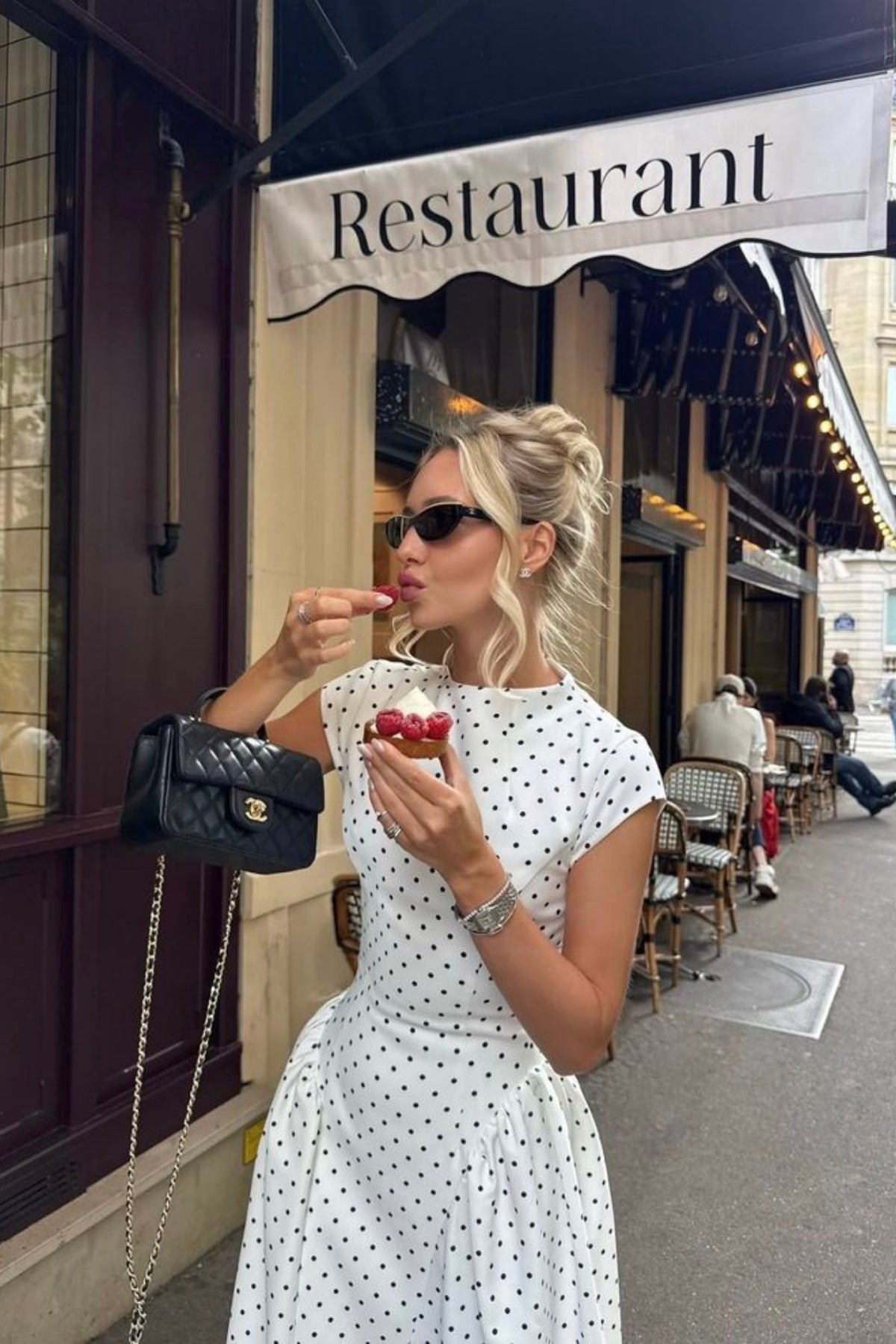 Belted Polka Dot Ruffle Dress HL027 - White