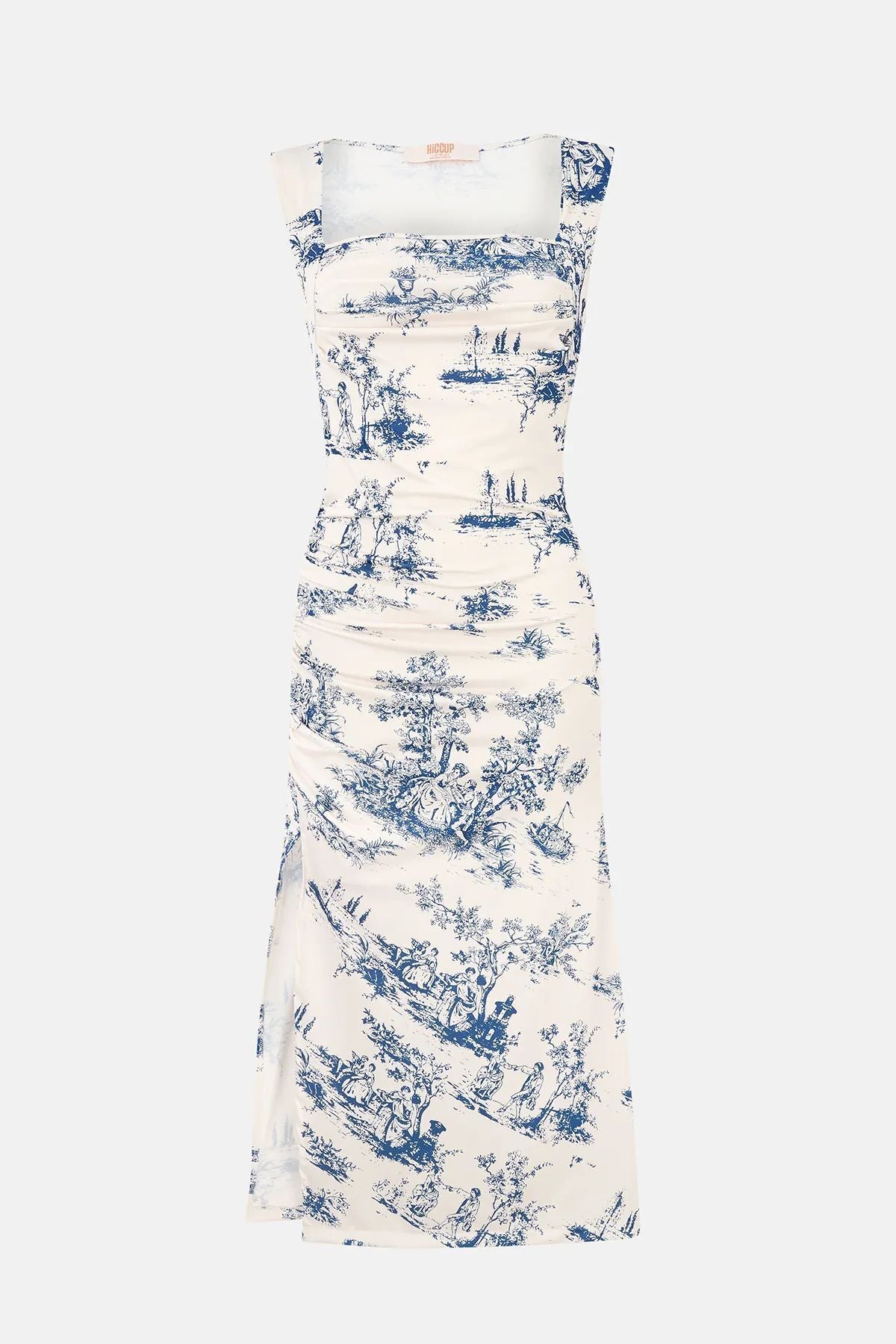 Hiccup Sleeveless Printed Bodycon Midi Dress – Blue