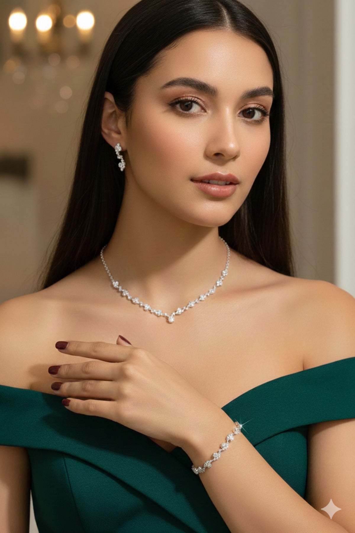 silver bridal set detail