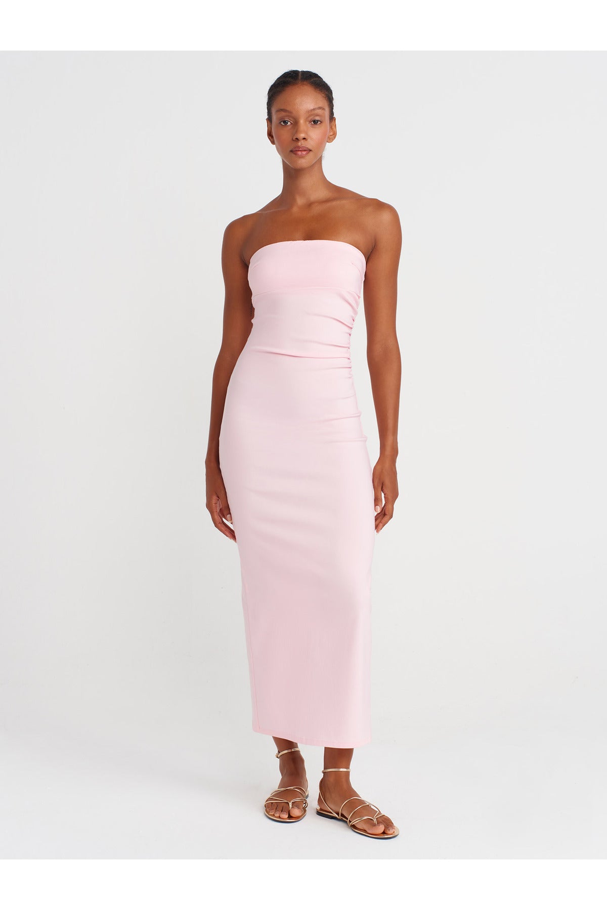 Dilvin Strapless Midi Dress - Dusty Pink