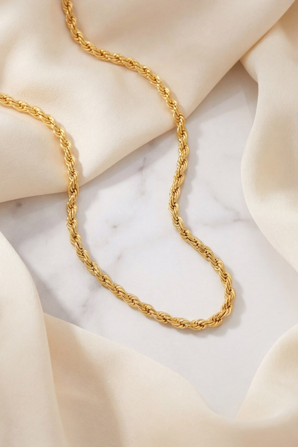 FerizZ gold steel twist chain necklace