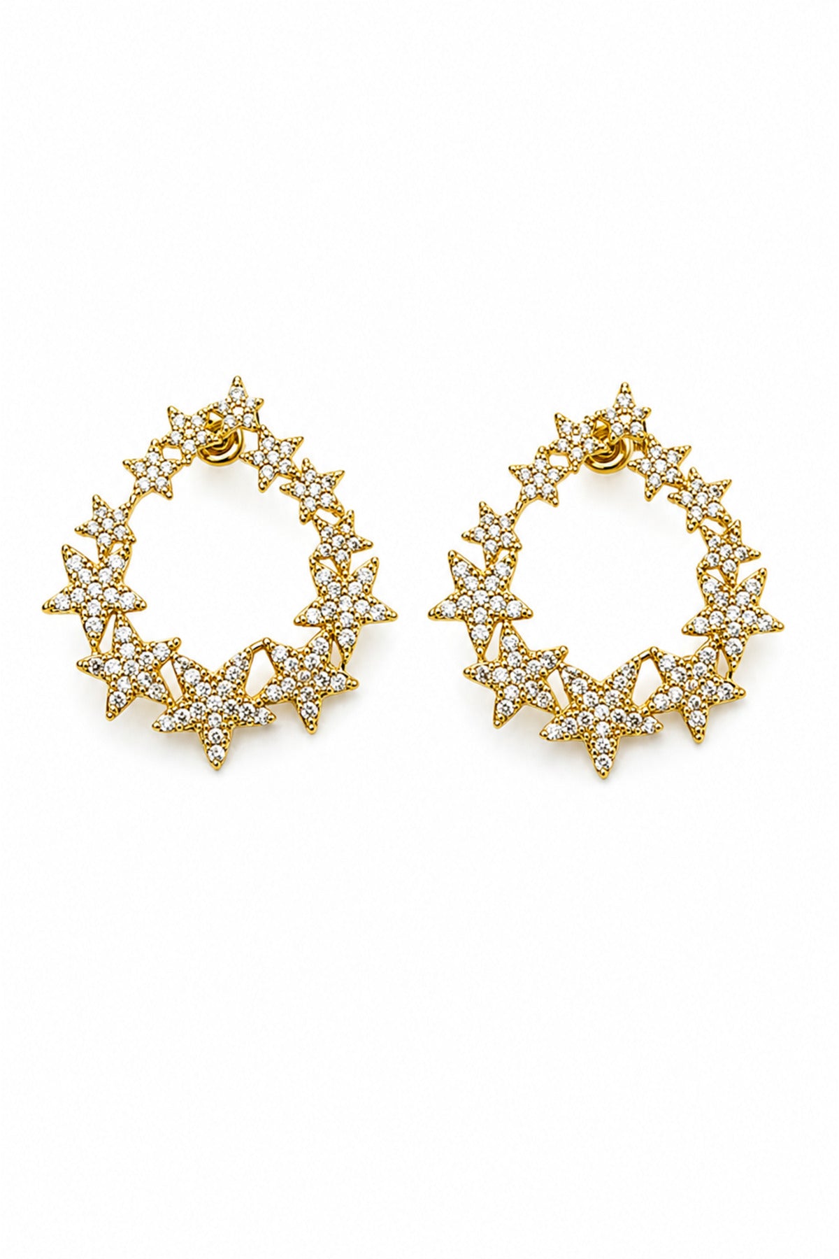 Jack Ferrero Women's Yellow Zircon Star Hoop Earrings