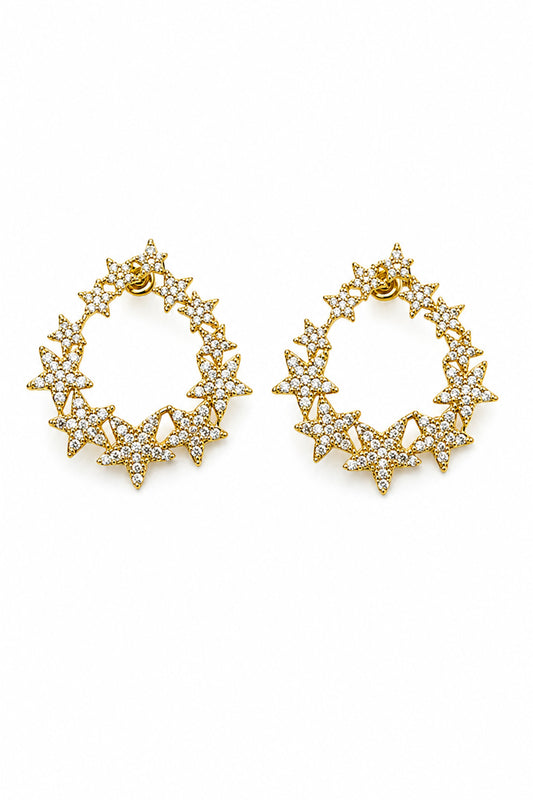 Jack Ferrero Women's Yellow Zircon Star Hoop Earrings