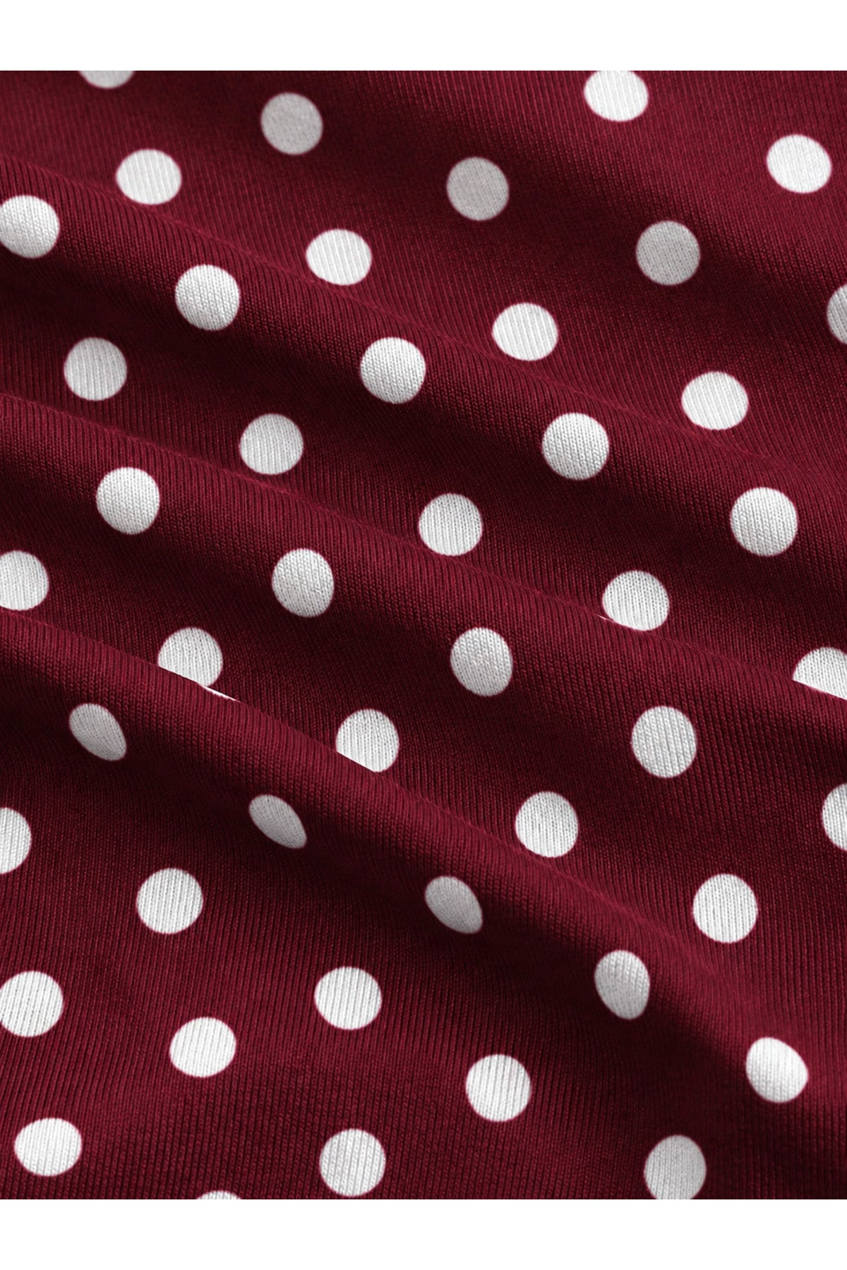 Front Knot Polka Dot Crop Top - Burgundy