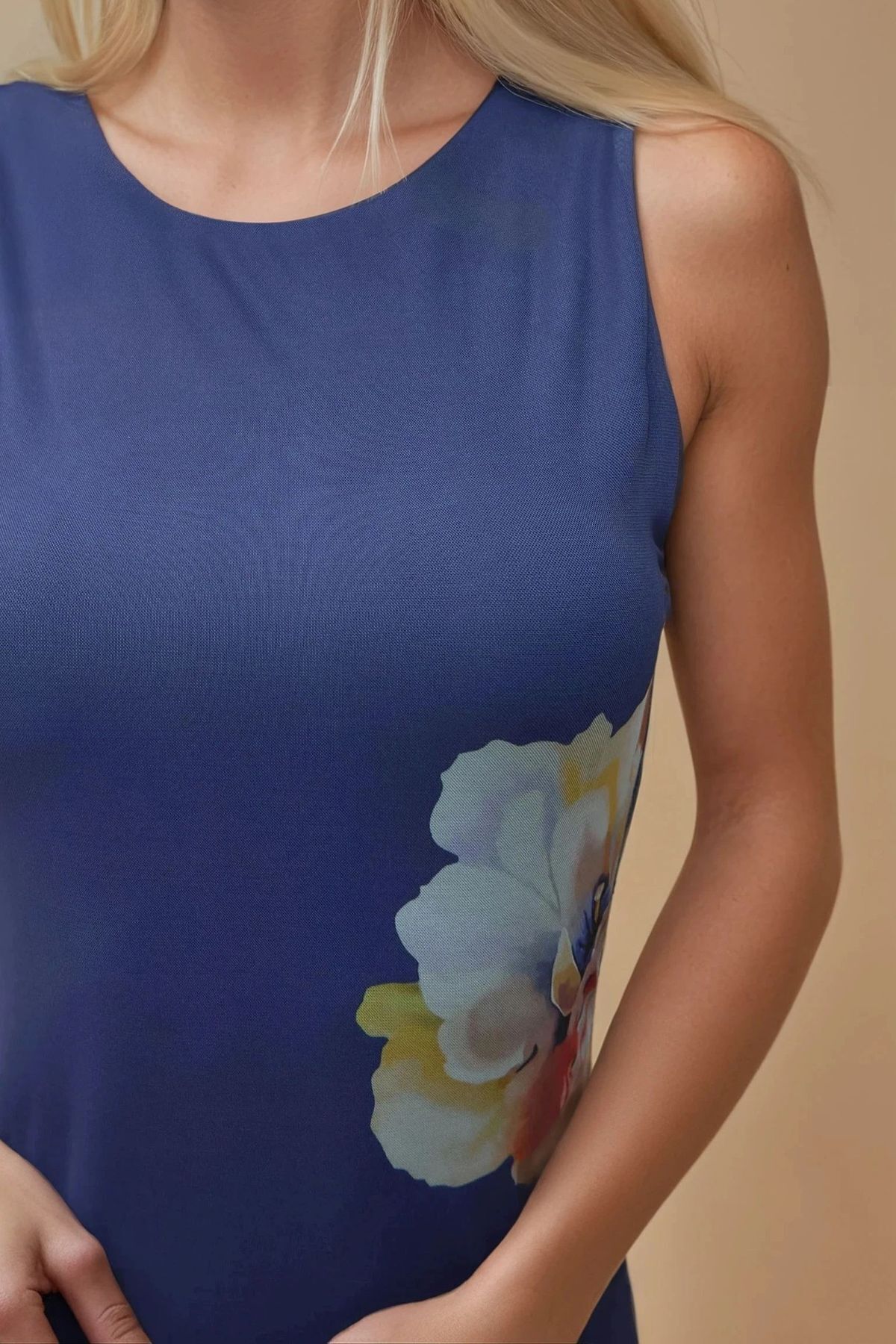 Hiccup Floral Crew-Neck Bodycon Maxi Dress – Navy