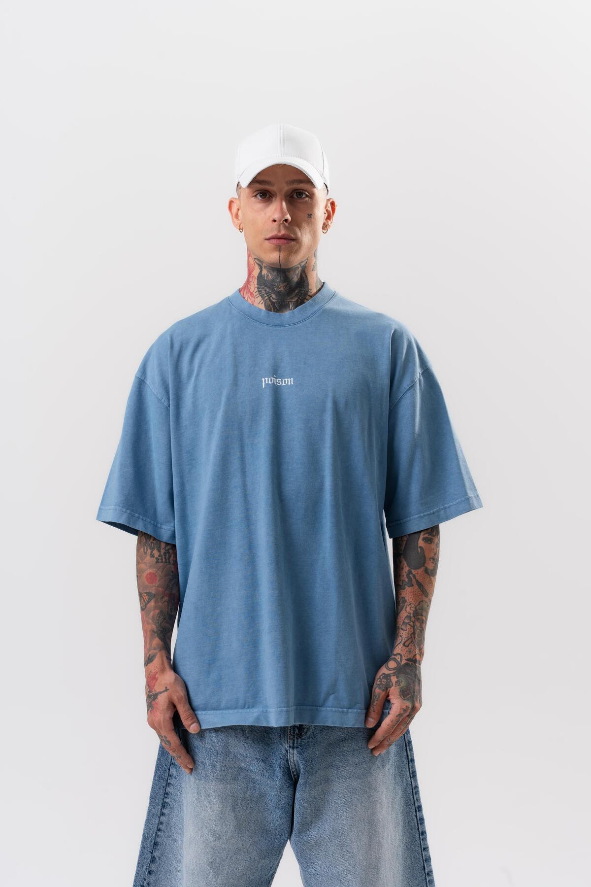 Respire snake print oversize t-shirt blue back