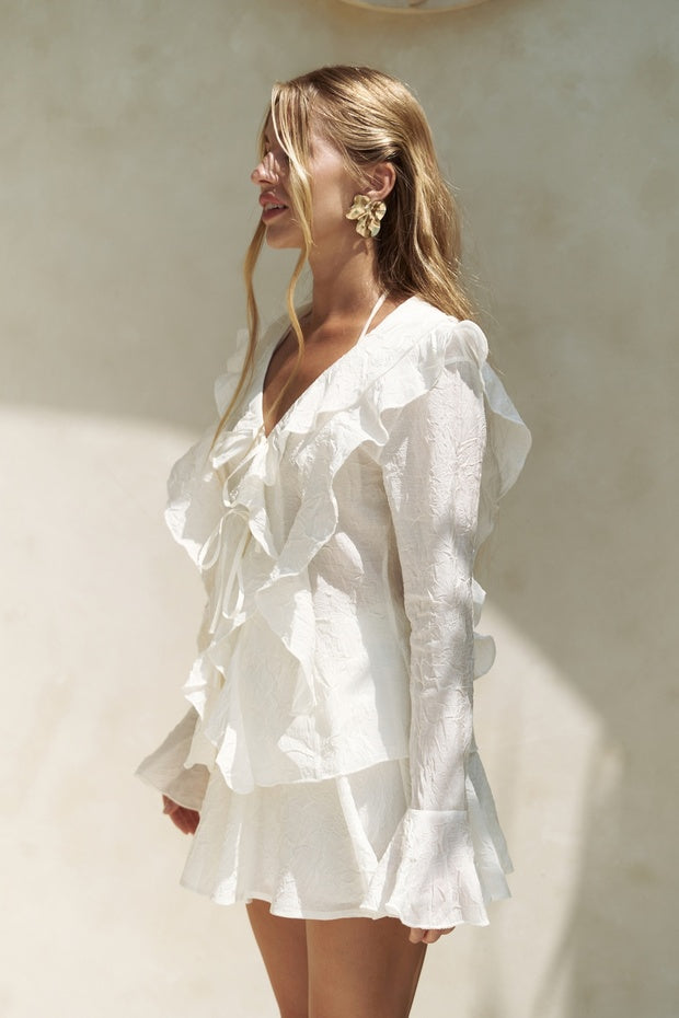 Aliza Ecru Shirt Shorts Set - 3
