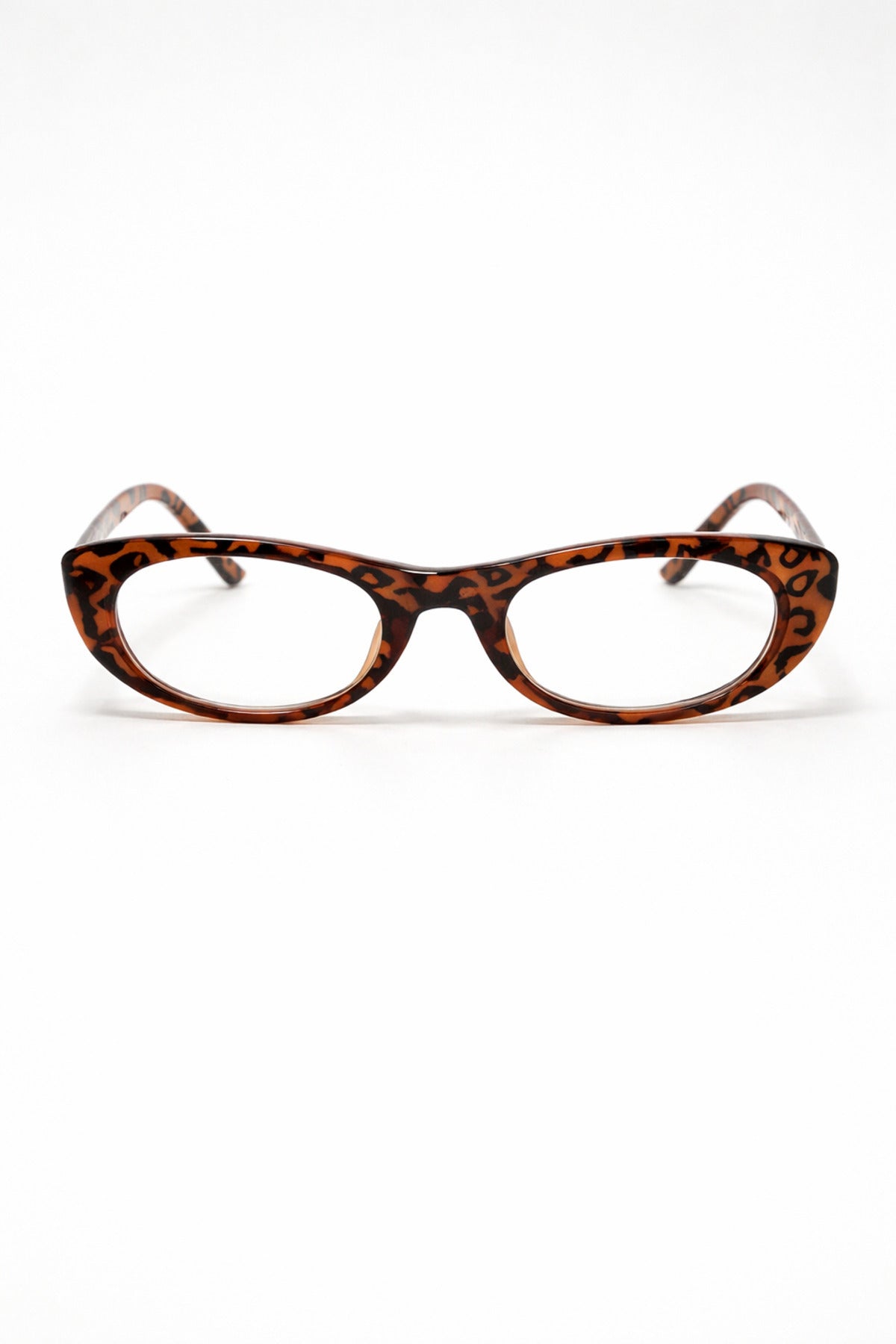 Laurent Slim Oval Glasses - Leopard Print Frame, UV400 Gradient Lenses