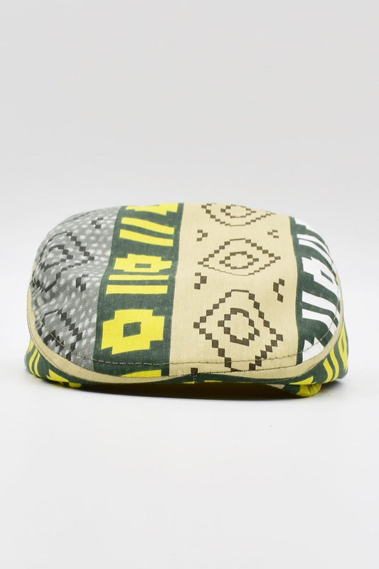 Külah Men's Patterned Summer Flat Cap - Beige front