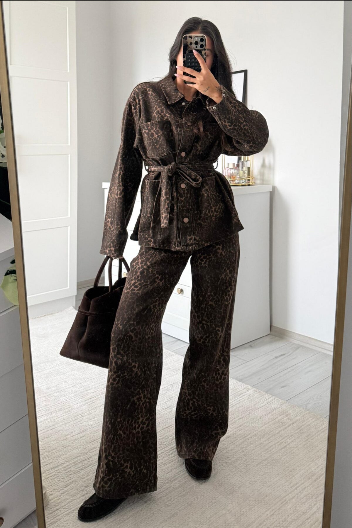 SHILSEE BEUTIQUE Women's Leopard Print Tie-Detail Shirt & Pants Set