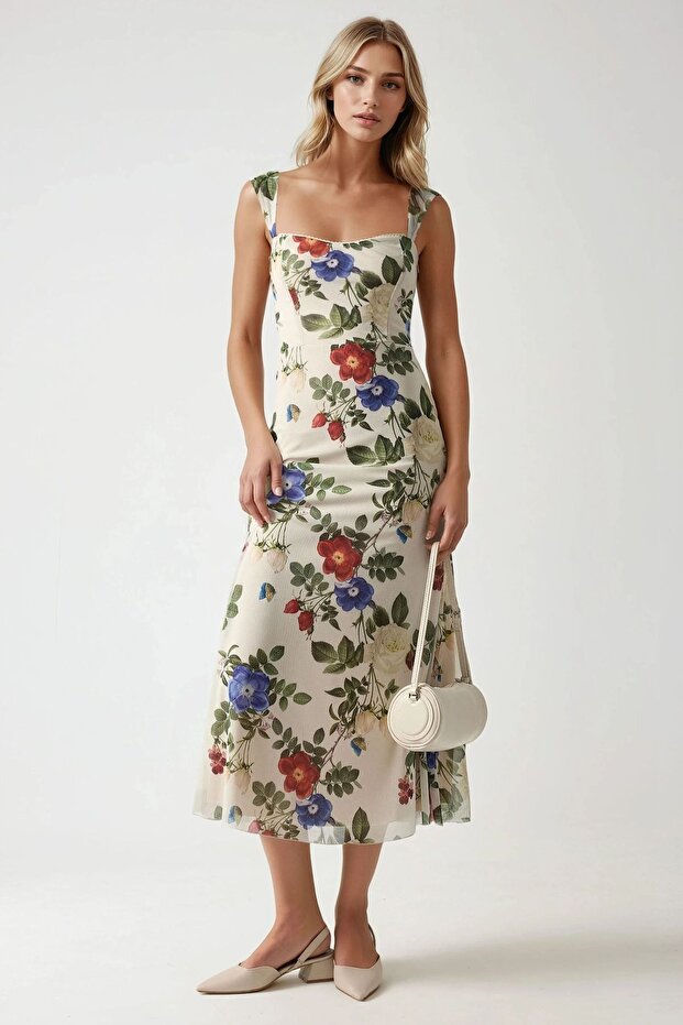 Hiccup Floral Pattern Maxi Dress - Front View