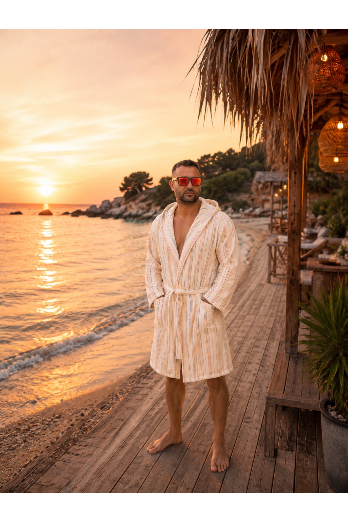 DORA COLLECTİON MUĞLA Tüy detaylı müslin bornoz