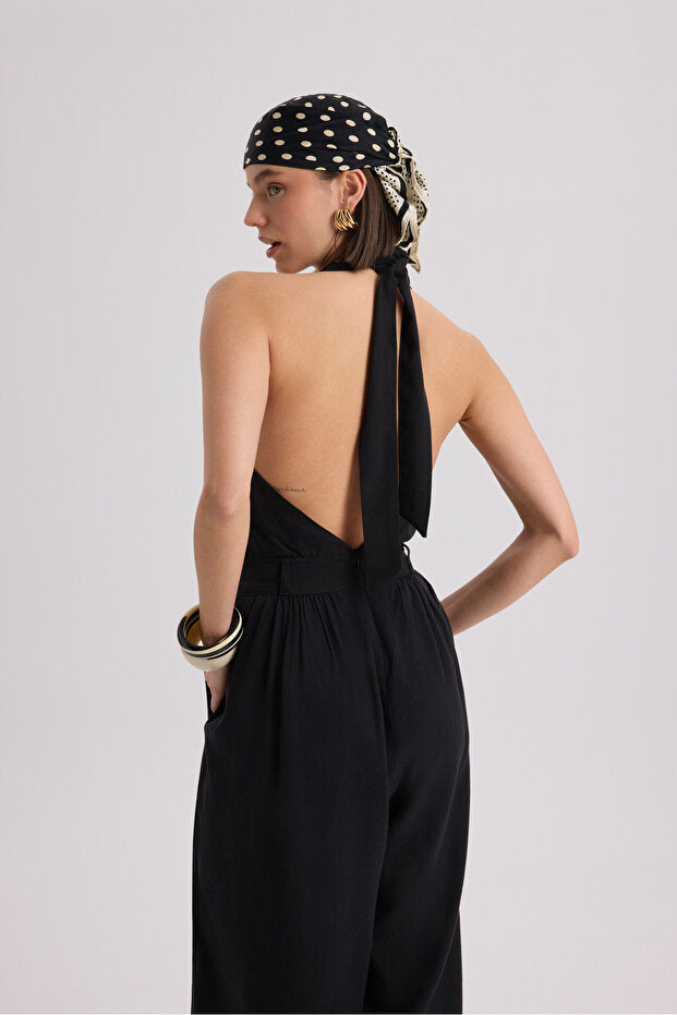BOHEMAI Lios Window Detail Black Long Jumpsuit - 7