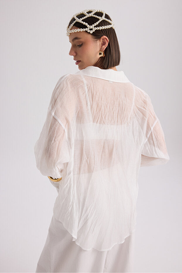 MAI STUDIOS CO. Darya Wrinkle Detail White Shirt