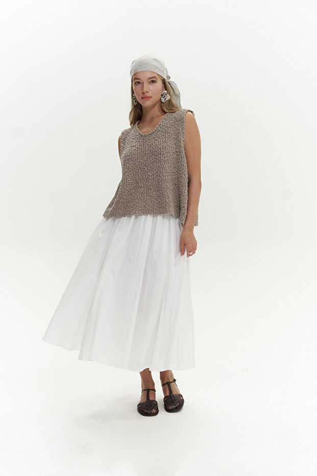 BOHEMAI Knitle Comfortable Fit Knitwear Mink Crop Top - 3