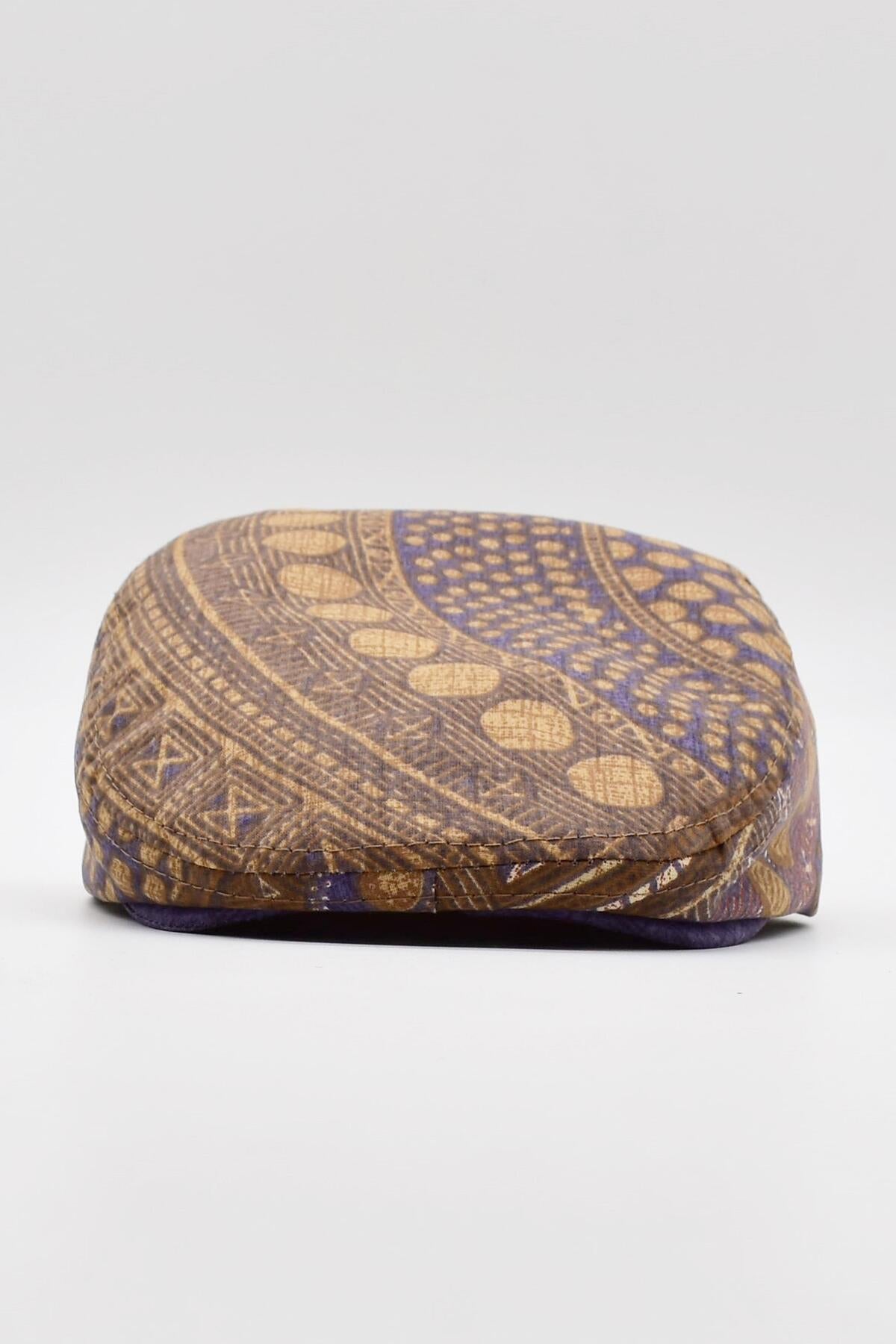 Külah Men's Patterned Summer Flat Cap - Brown