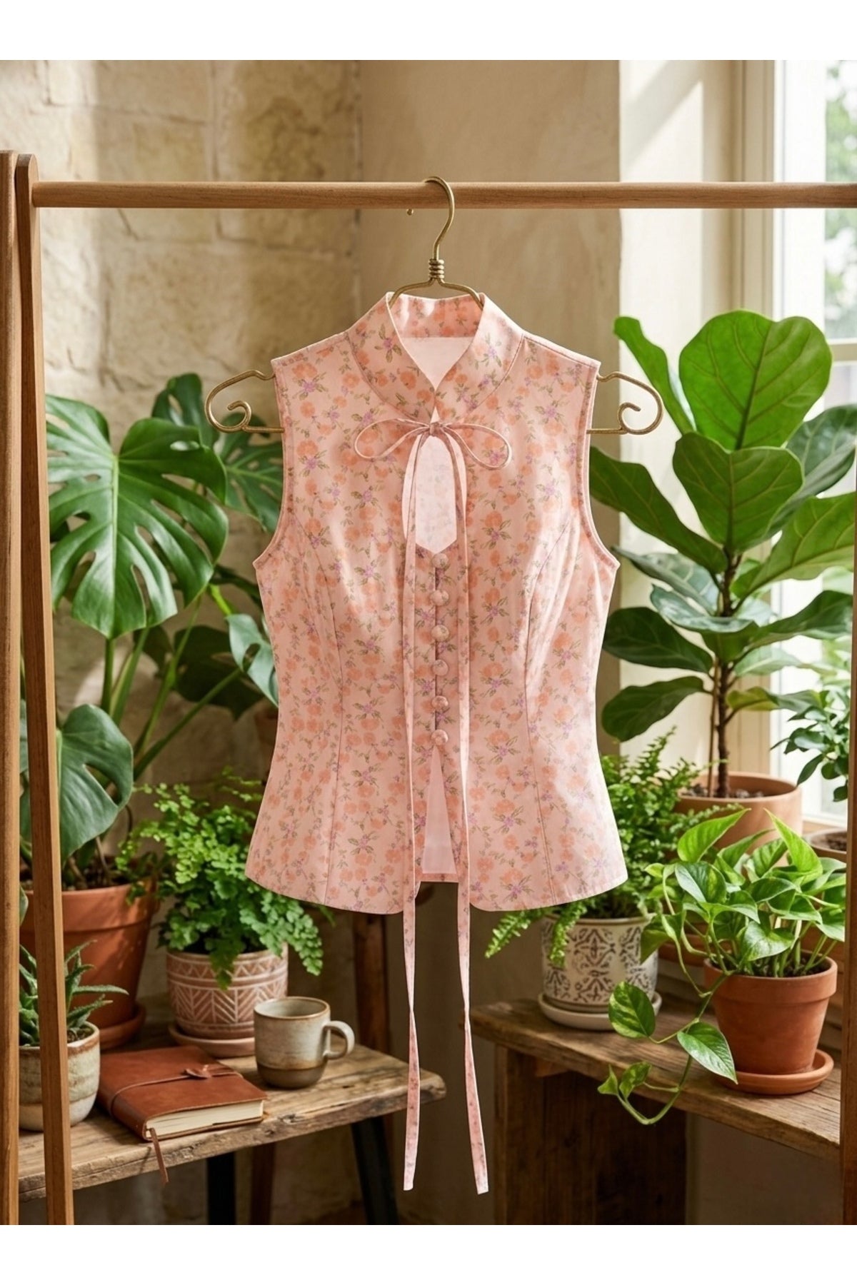 Beyza Yalçınkaya Candy Front-Button Patterned 100% Cotton Blouse – Multicolor