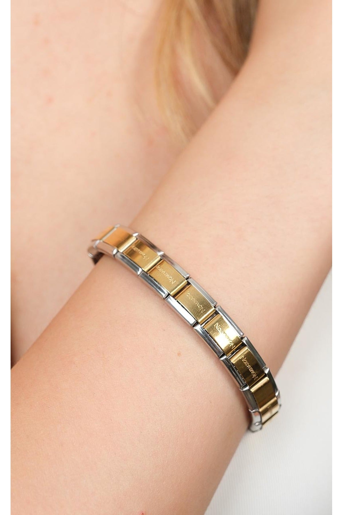 gold silver modular link bracelet