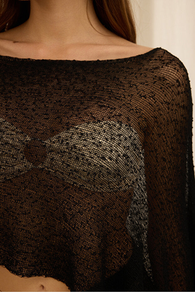 Vieste Asymmetric Slim Black Knit Crop - 7