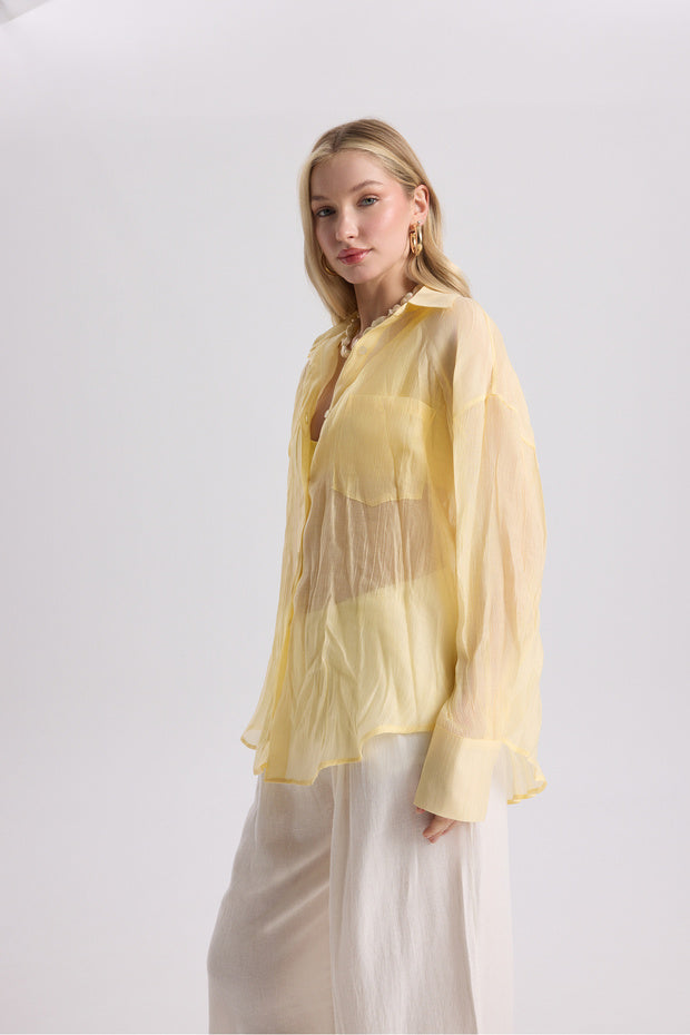 MAI STUDIOS CO. Darya Wrinkle Detail Yellow Shirt