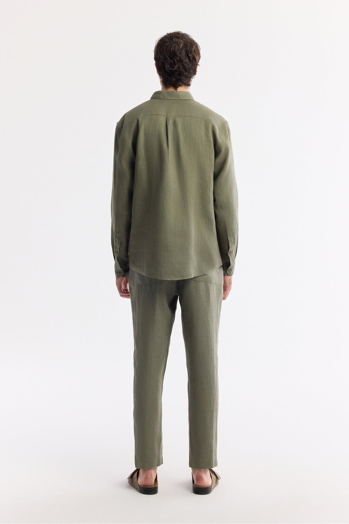 AVVA Men's Khaki Linen Shirt - Side