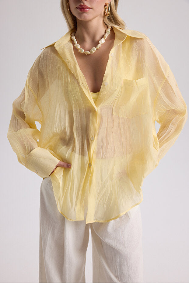 MAI STUDIOS CO. Darya Wrinkle Detail Yellow Shirt