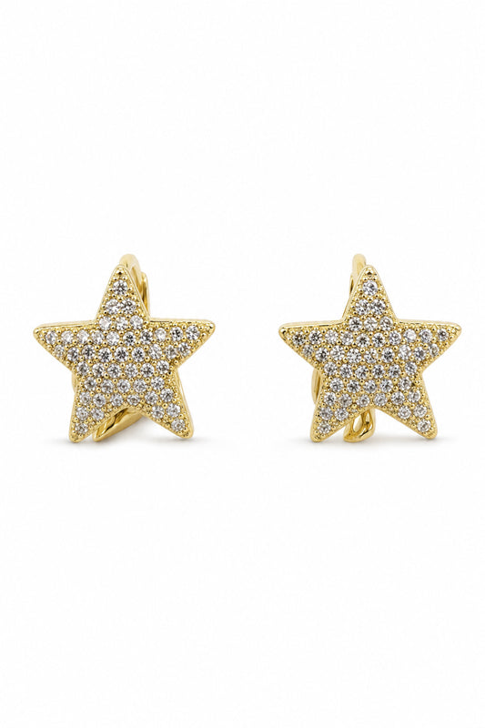 Jack Ferrero Women's Yellow Zircon Star Earrings front