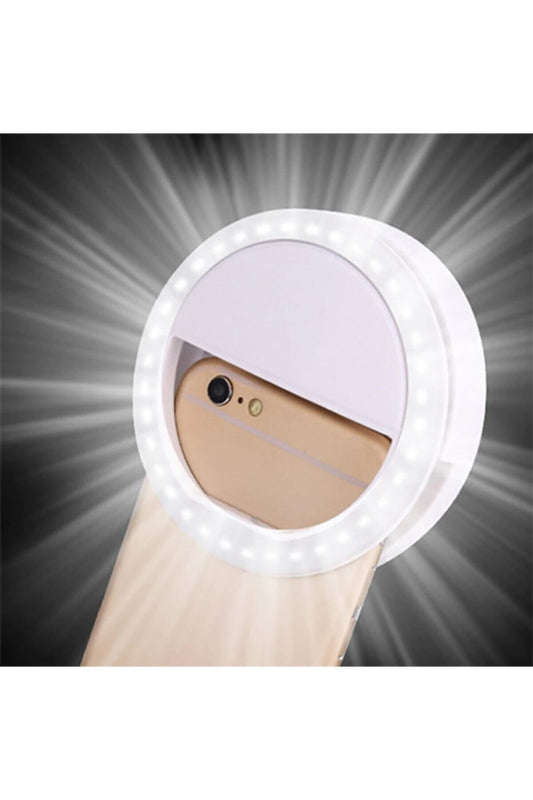 USB LED selfie ring light clip-on phone fill light black