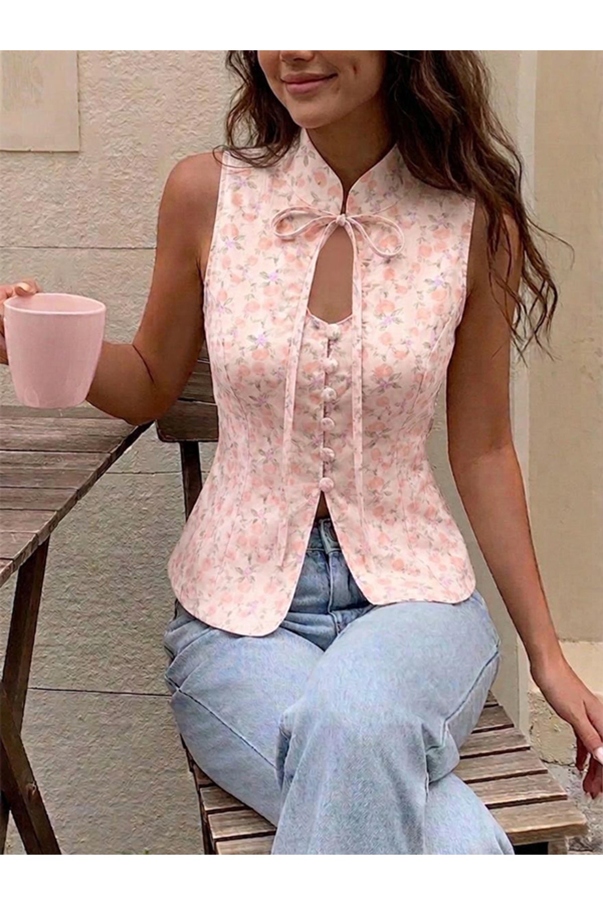 Beyza Yalçınkaya Candy Front-Button Patterned 100% Cotton Blouse – Multicolor
