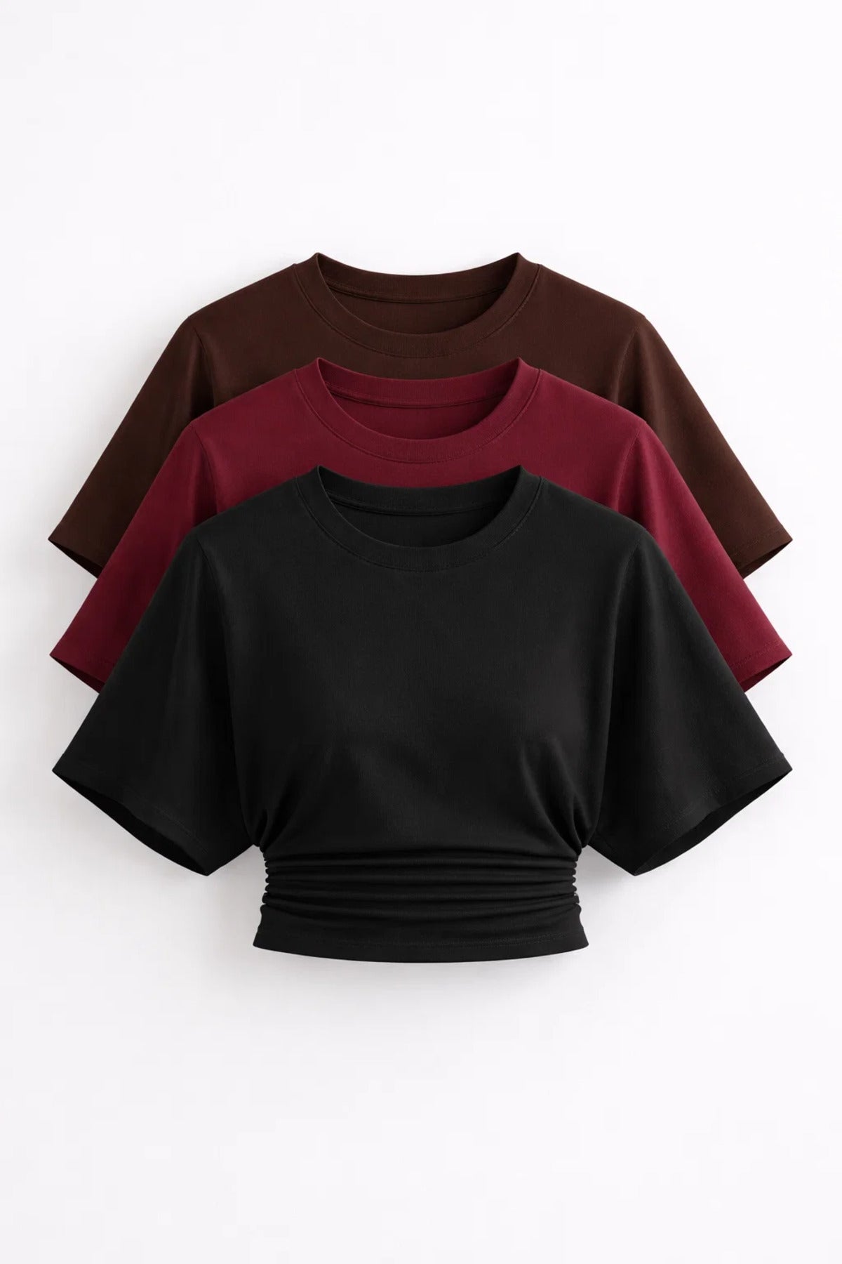 Combine Michail Women's Bat-Sleeve Basic 3-Pack Crop Top