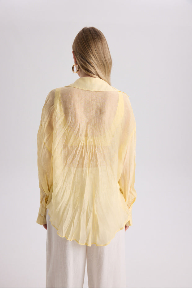MAI STUDIOS CO. Darya Wrinkle Detail Yellow Shirt