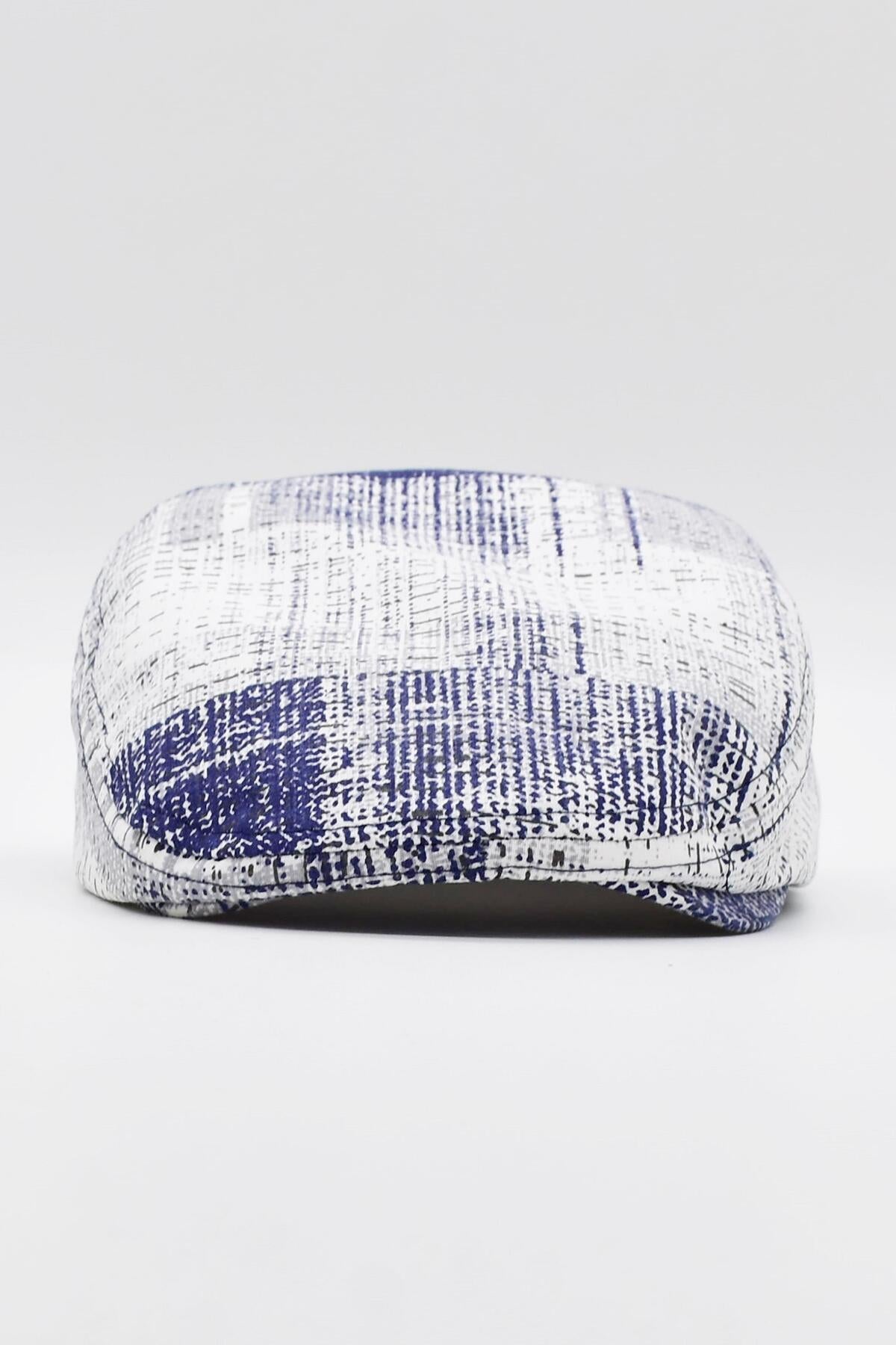 Külah Men's Patterned Summer Flat Cap - Navy