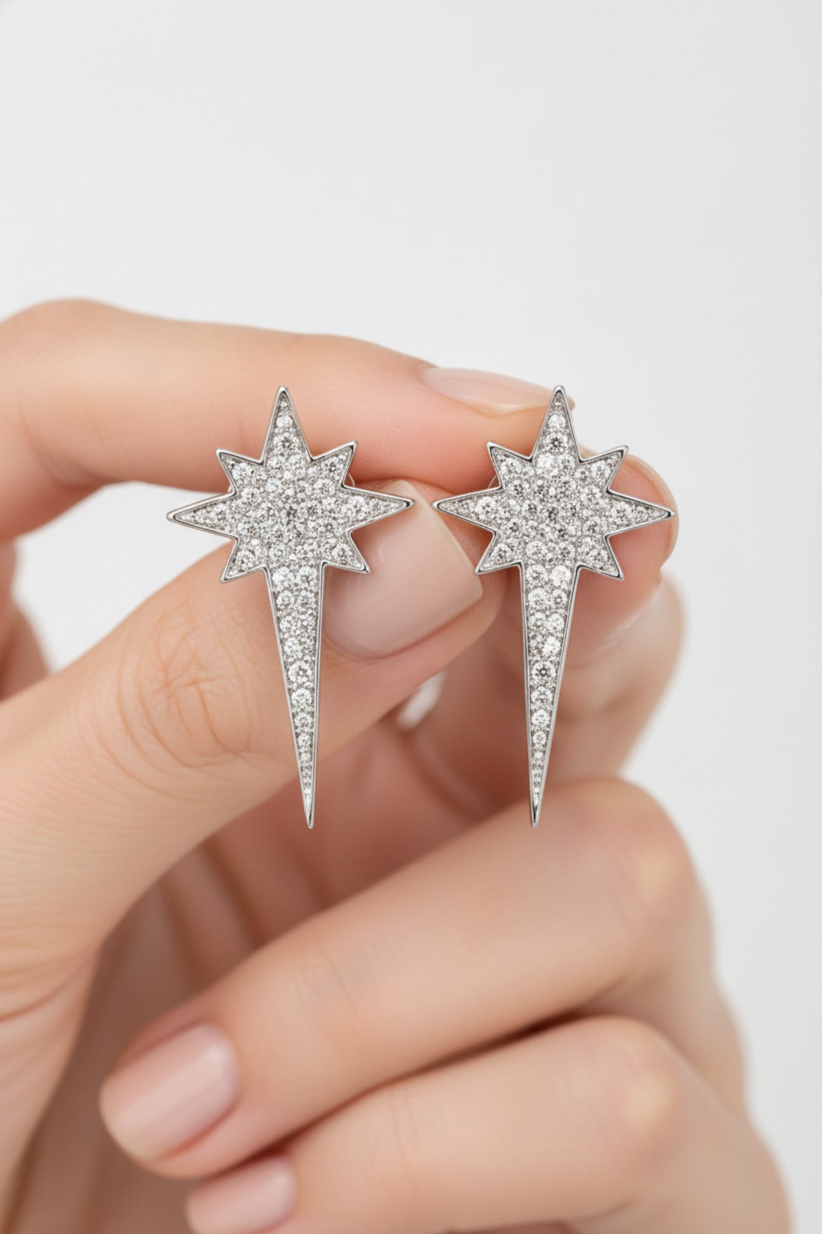 silver zircon studs