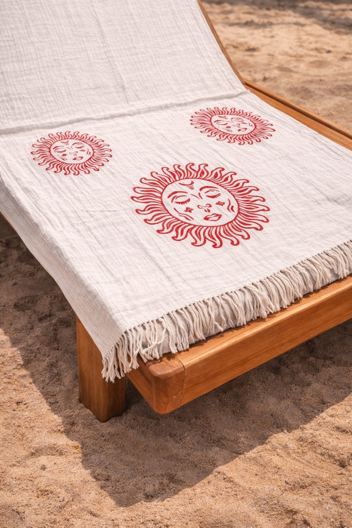 Vita 3-Layer Organic Muslin Peshtemal Beach Towel – Sun Print