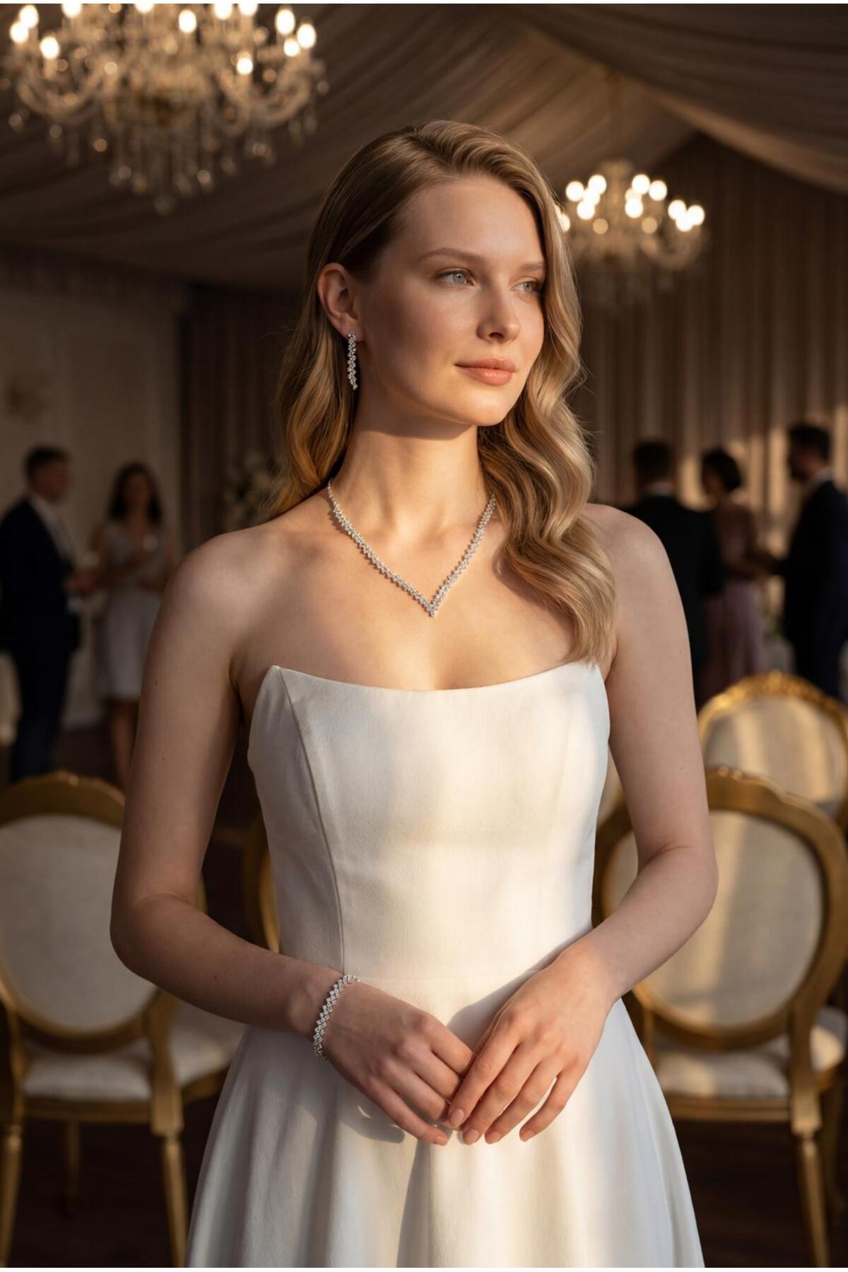 bridal necklace earrings bracelet set