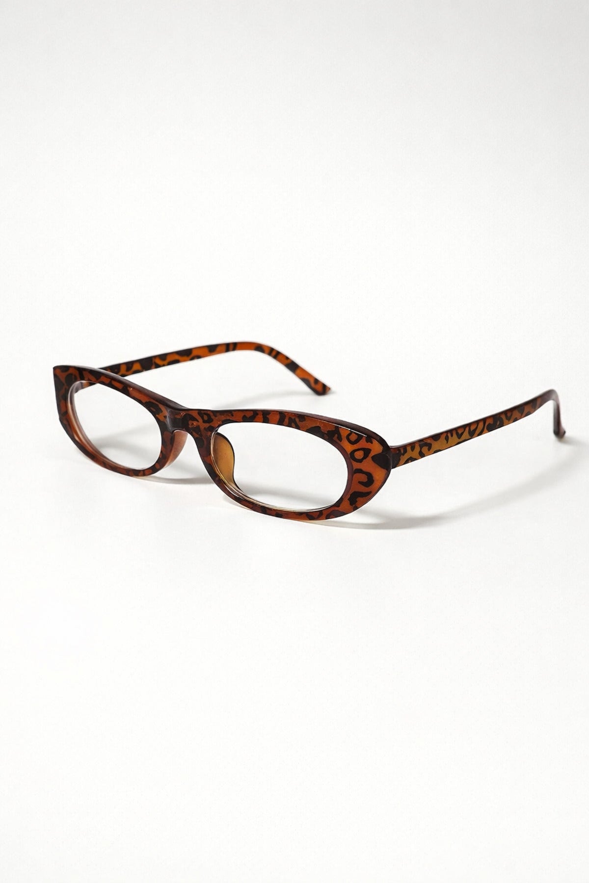 Laurent Slim Oval Glasses - Leopard Print Frame, UV400 Gradient Lenses