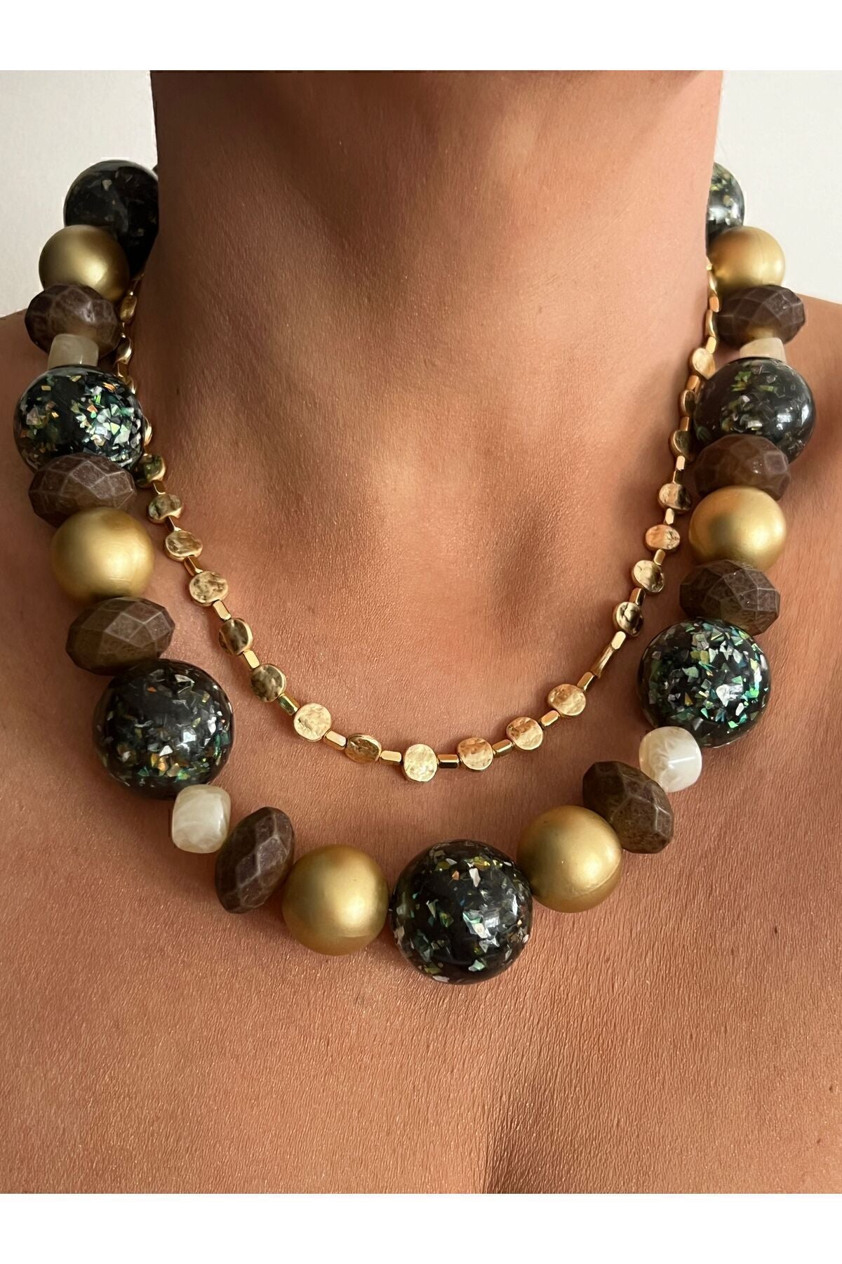 artisan brass disc necklace