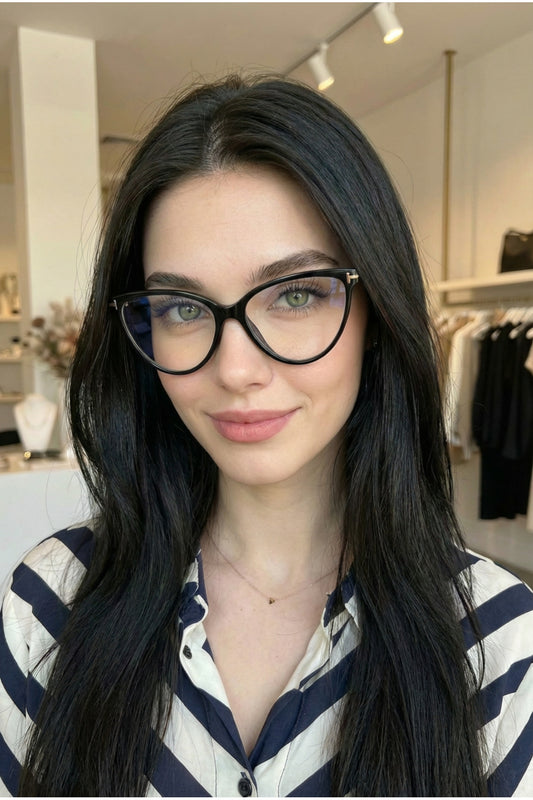 UV400 Cat Eye Blue Light Blocking Computer Glasses - Black