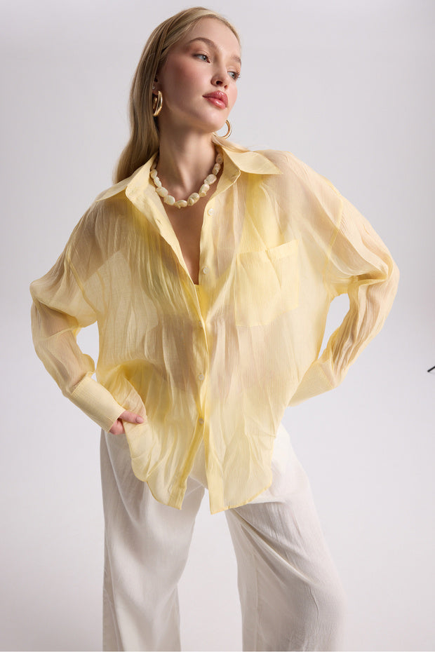 MAI STUDIOS CO. Darya Wrinkle Detail Yellow Shirt