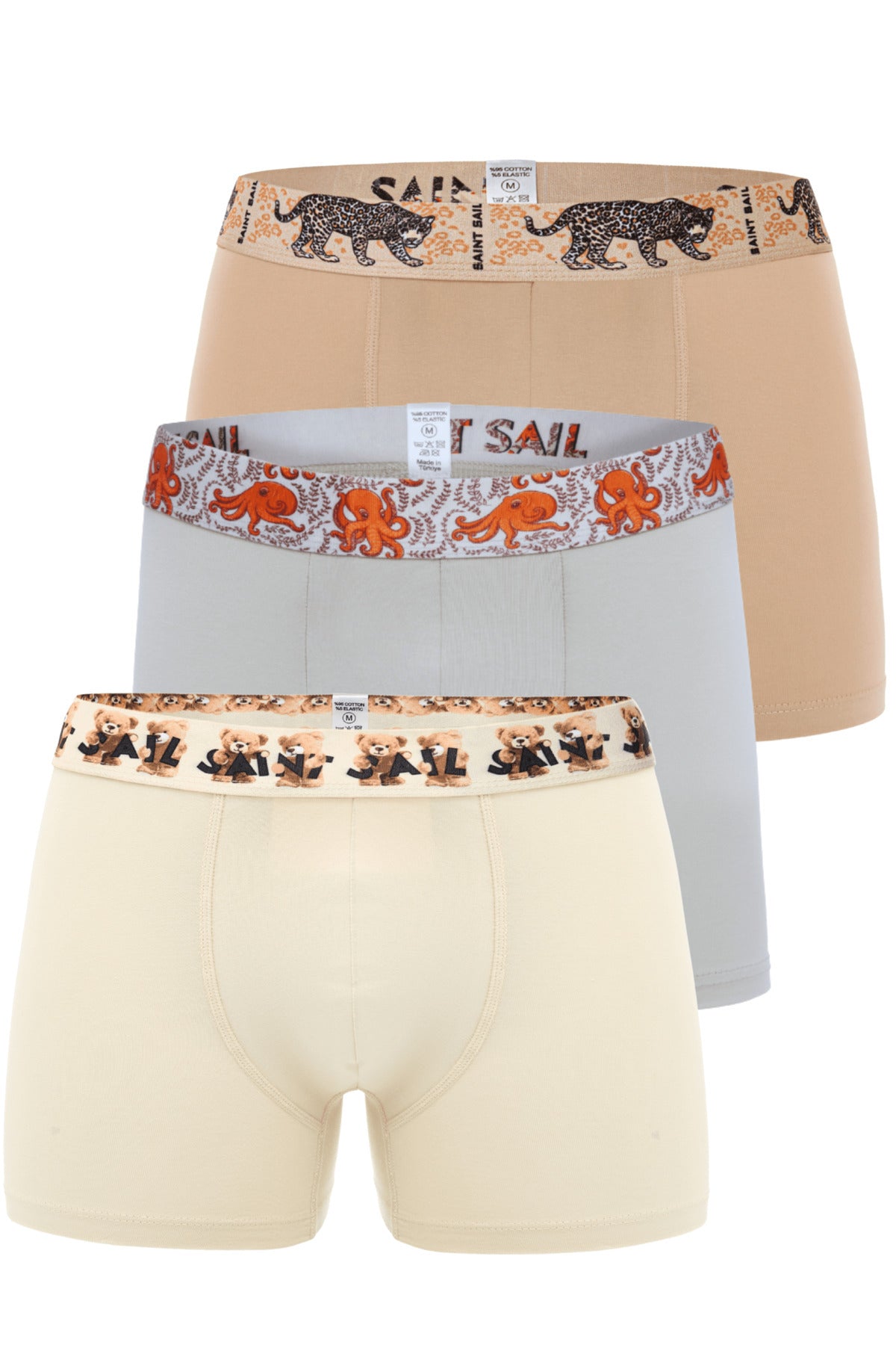 Saint Sail men's printed cotton boxer briefs 3-pack multicolor