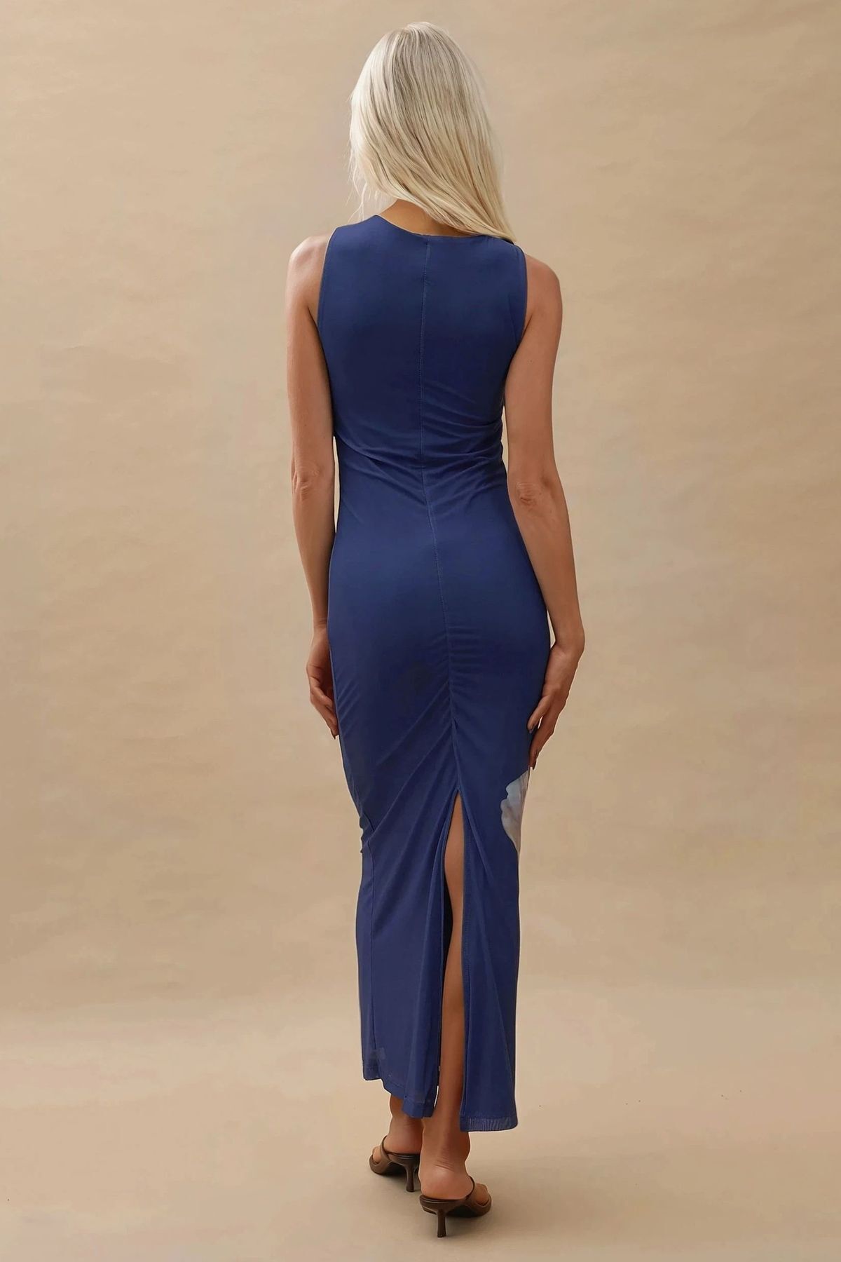 Hiccup Floral Crew-Neck Bodycon Maxi Dress – Navy