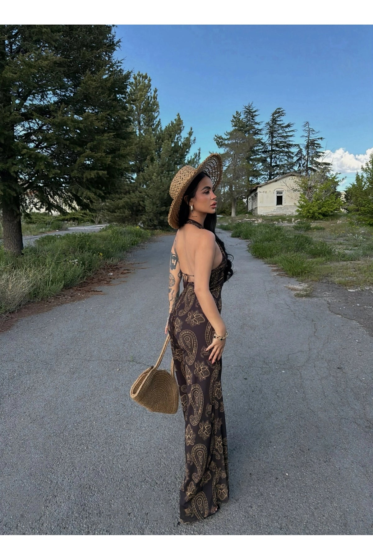 Brown Amber Halterneck Jumpsuit
