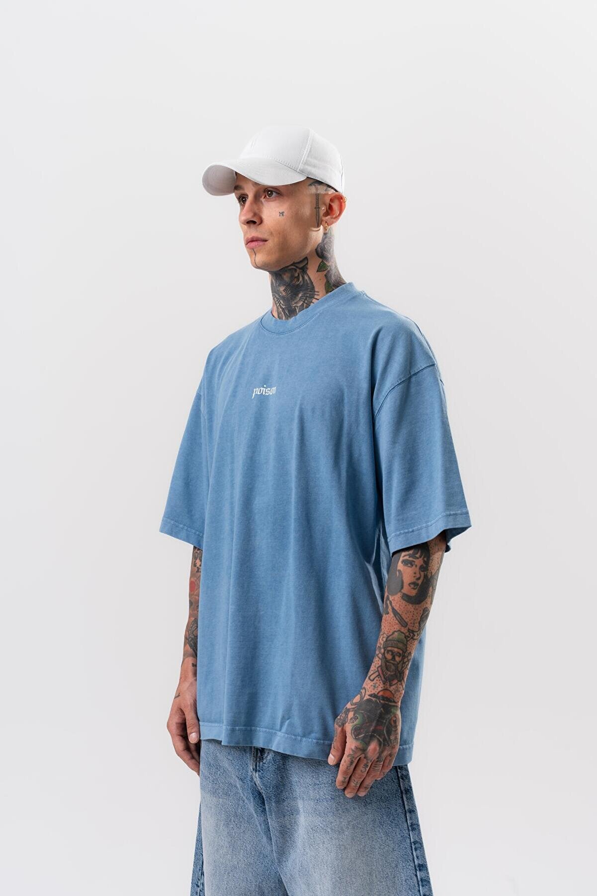 Respire snake print oversize t-shirt blue detail