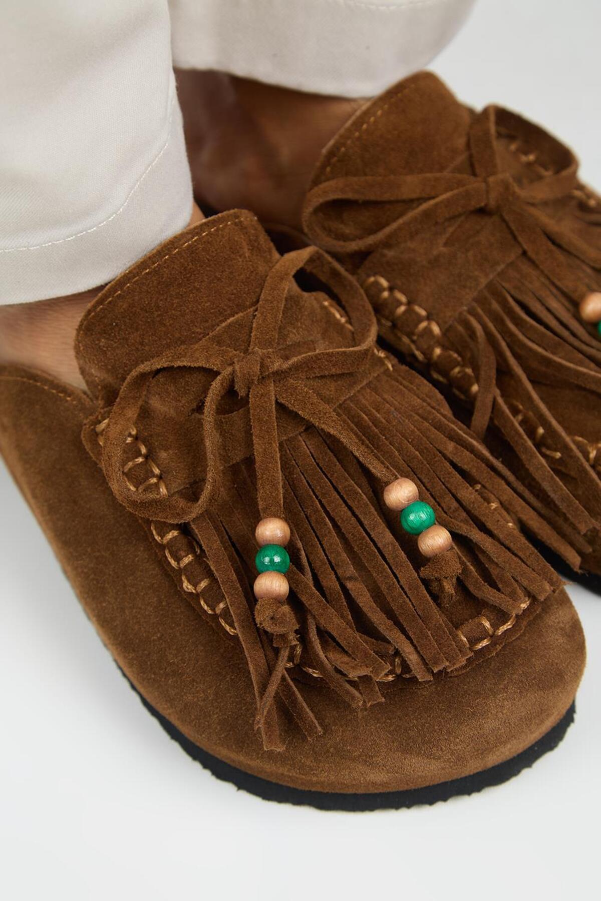 Malinda Leather Slipper Taba - Side View
