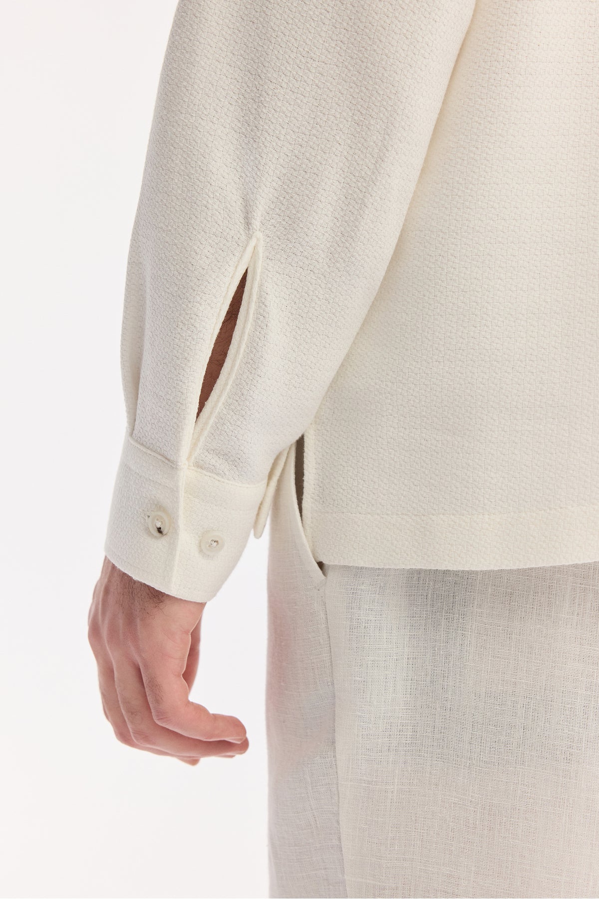 AVVA Men's White Half-Button Cotton Shirt - Collar